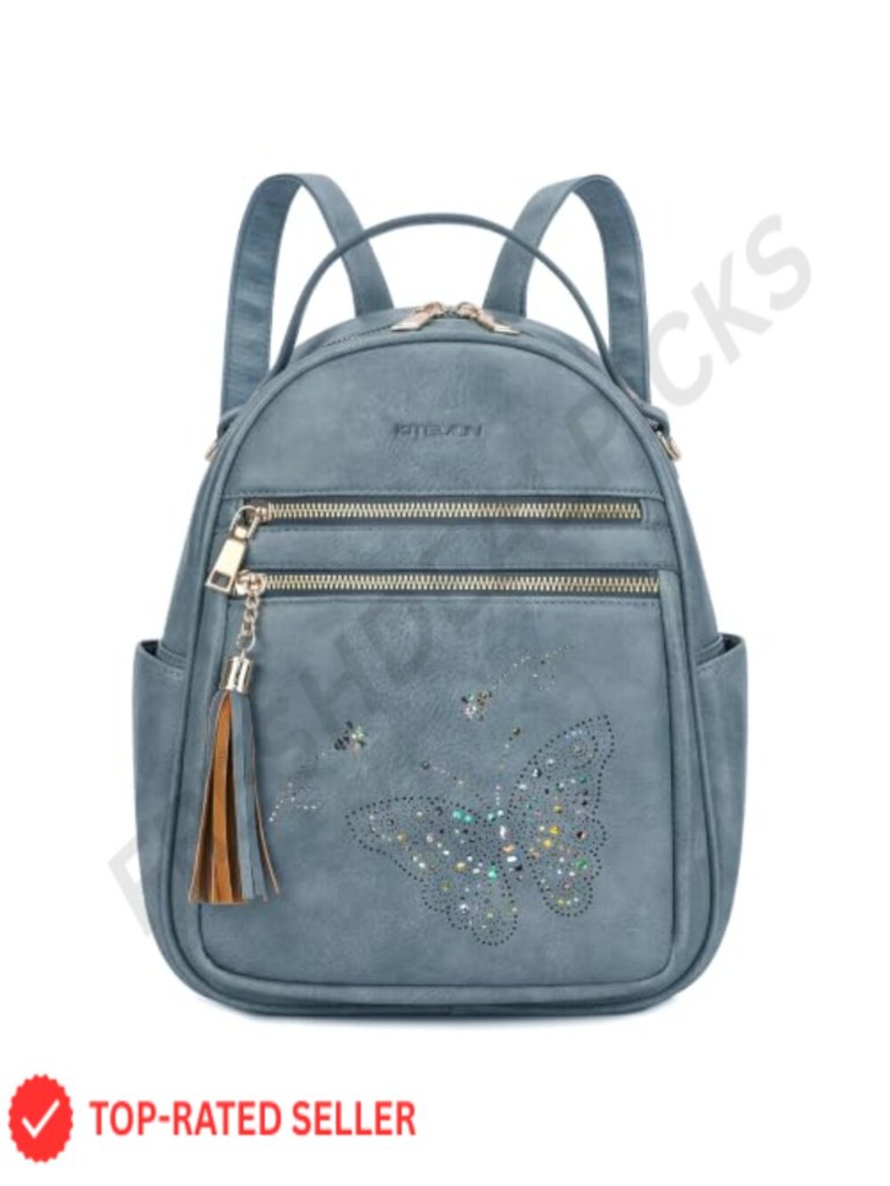 Faux Leather Butterfly Backpack Purse Women Mini Travel Daypack